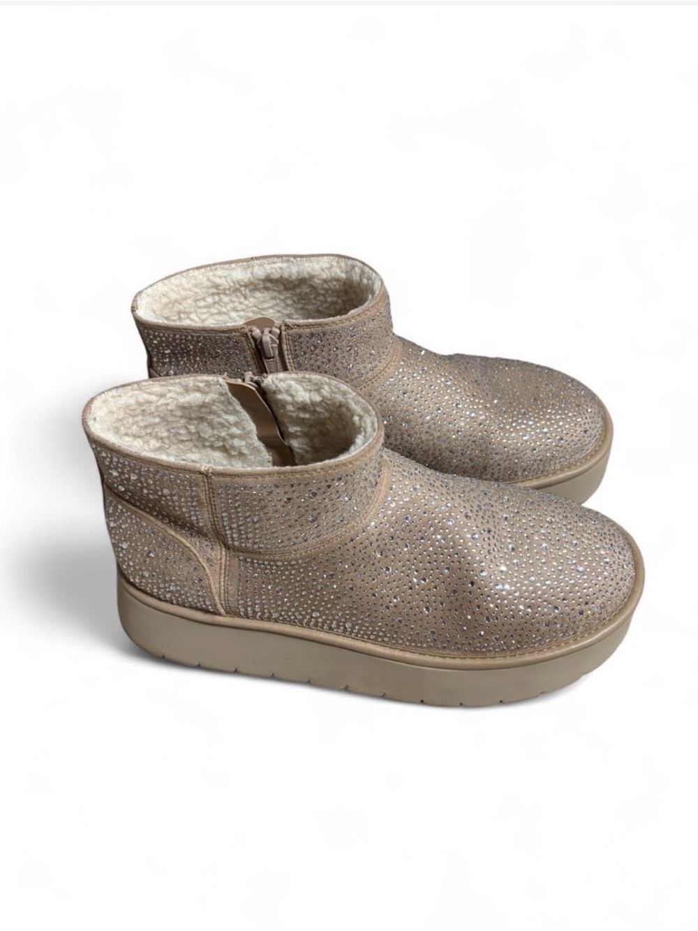 women’s 9 platform boots with rhinestone embellishments